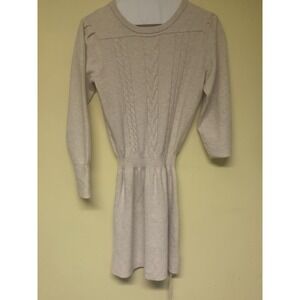 Saodimallsu women's Cable Knit Sweater Dress Beige Long Sleeve Size M
